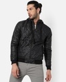 Shop Men's Black Hooded Jacket-Front