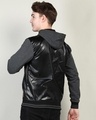 Shop Men's Black Hooded Jacket-Full