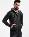 Shop Men's Black Hooded Jacket-Front