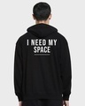 Shop Men's Black I Need My Space Typography Oversized Hoodies-Full