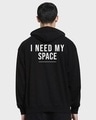 Shop Men's Black I Need My Space Typography Oversized Hoodies-Full