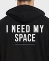 Shop Men's Black I Need My Space Typography Oversized Hoodies
