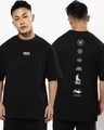 Shop Men's Black Iconic India Graphic Printed Oversized T-shirt-Front