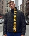 Shop Men's Black Influence Typography Oversized Puffer Jacket-Front