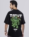 Shop Men's Black Inner Ninja Graphic Printed Oversized T-shirt-Front