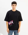Shop Men's Black Inside Out Typography Oversized T-shirt-Front