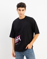 Shop Men's Black Inside Out Typography Oversized T-shirt-Full