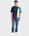 Shop Men's Blue & Green Color Block Oversized T-shirt
