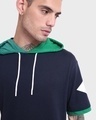 Shop Men's Blue & Green Color Block Oversized Hoodie T-shirt