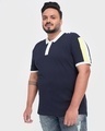Shop Men's Black Iris Color Block Plus Size Polo T-shirt-Front