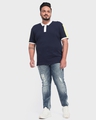 Shop Men's Black Iris Color Block Plus Size Polo T-shirt-Full
