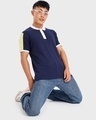 Shop Men's Blue & White Color Block Polo T-shirt-Front