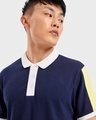 Shop Men's Blue & White Color Block Polo T-shirt