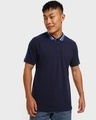Shop Men's Black Iris Color Block Polo T-shirt-Front
