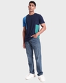 Shop Men's Blue Color Block T-shirt-Full