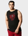 Shop Men's Black Iron Man of War Graphic Print Plus Size Vest-Front