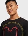 Shop Men's Black Iron Man Outline Helmet Graphic Printed T-shirt
