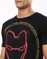 Shop Men's Black Iron Man Outline Helmet Graphic Printed T-shirt