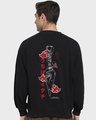 Shop Men's Black Itachi of Sharingan Graphic Printed Oversized Sweatshirt-Front