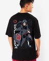 Shop Men's Black Itachi Uchiha Graphic Printed Oversized T-shirt-Front