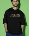 Shop Men's Black Jawan Typography Oversized T-shirt-Front