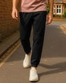 Shop Men's Black Warm Joggers-Front