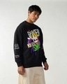 Shop Men's Black Joker Smile Graphic Printed Oversized Sweatshirt-Full