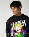 Shop Men's Black Joker Smile Graphic Printed Oversized Sweatshirt