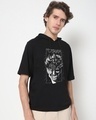Shop Men's Black Joker Stare Graphic Printed Oversized Hoodie T-shirt-Front