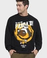 Shop Men's Black Just Got Pandad Graphic Printed Oversized Sweatshirt-Front