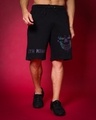 Shop Men's Black Jym King Reflective Printed Relaxed Fit Shorts-Front