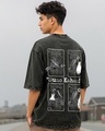 Shop Men's Black Kahani Graphic Printed Oversized Acid Wash T-shirt-Front