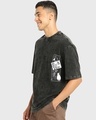 Shop Men's Black Kahani Graphic Printed Oversized Acid Wash T-shirt-Full