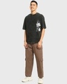 Shop Men's Black Kahani Graphic Printed Oversized Acid Wash T-shirt