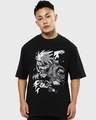 Shop Men's Black Kakashi Sensei Graphic Printed Oversized T-shirt-Front