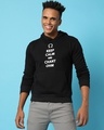 Shop Men's Black Keep Calm Typography Hooded Sweatshirt-Front
