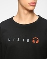 Shop Men's Black Keep Listening Typography T-shirt