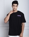 Shop Men's Black Lets Escape From Reality Puff Printed Oversized T-shirt-Full
