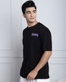 Shop Men's Black Lets Escape From Reality Puff Printed Oversized T-shirt