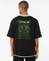 Shop Men's Black Level Up Typography Oversized Fit T-shirt-Design