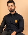 Shop Men's Black Lion Embroidered Shirt-Front