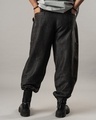 Shop Men's Black Loose Comfort Fit Cargo Harem Pants-Full