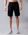 Shop Men's Black Loose Comfort Fit Cargo Shorts-Front