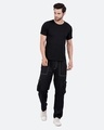 Shop Men's Black Loose Comfort Fit Cargo Track Pants-Full