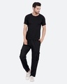 Shop Men's Black Loose Comfort Fit Cargo Track Pants-Full