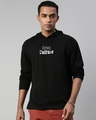 Shop Men's Black Loose Fit Printed Hoodie T-shirt-Front