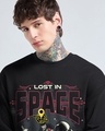 Shop Men's Black Lost In Space Graphic Printed Oversized Sweatshirt