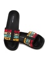 Shop Men's Black Lost Printed Velcro Sliders-Front