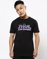 Shop Men's Black Love & Thunder Typography T-shirt-Front