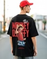 Shop Men's Black Luffy Graphic Printed Oversized T-shirt-Front